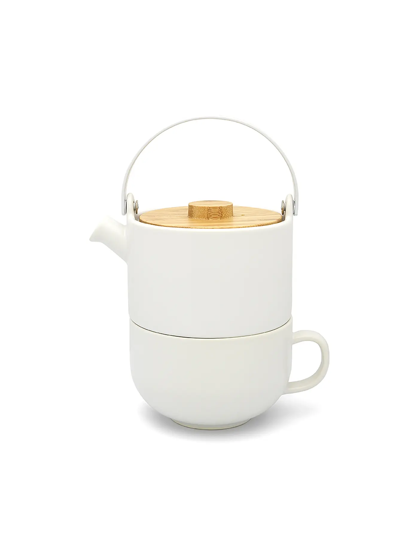 BREDEMEIJER | Tea for one Umea mit Bambusdeckel 0,5l Weiss | 